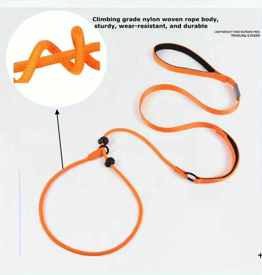 Dog lead, nylon for training. Slip Lead with double control handle.